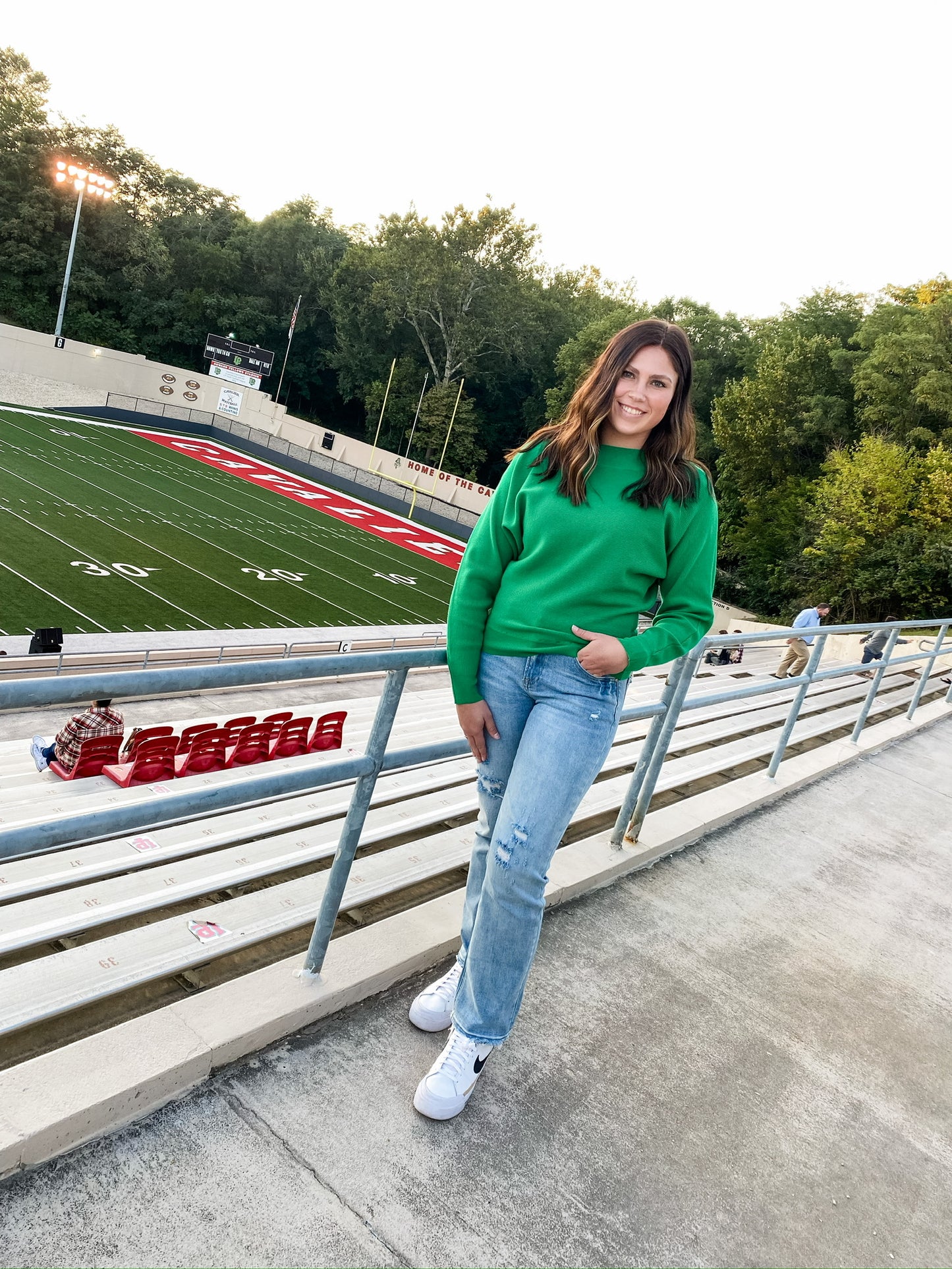 Dream Team Green Off Shoulder Sweater