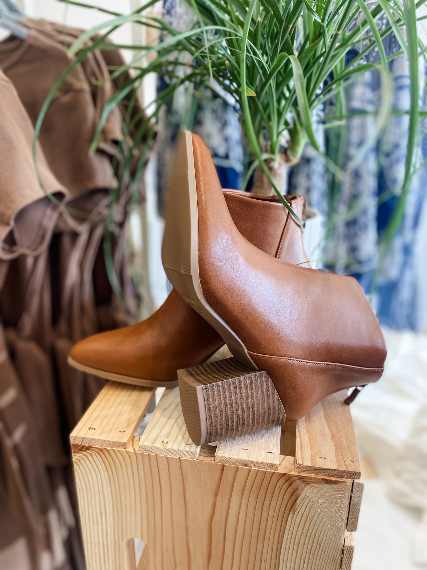 Gigi Cognac Heeled Bootie