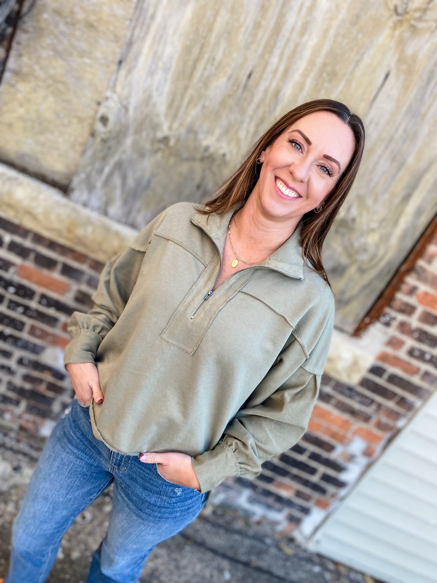 The Max Olive Terry Pullover