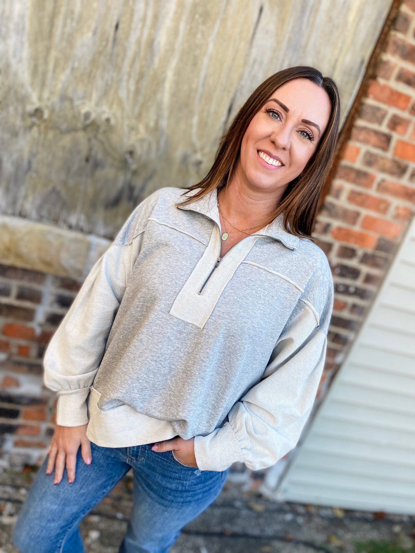 The Max Heather Grey Terry Pullover