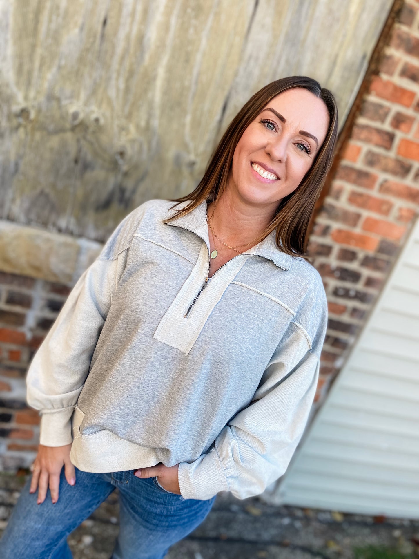 The Max Heather Grey Terry Pullover