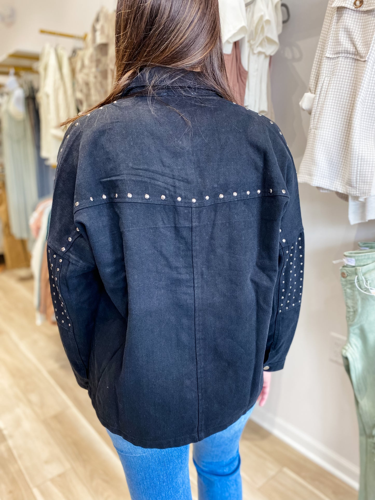 Good As You Black Studded Oversized Shirt