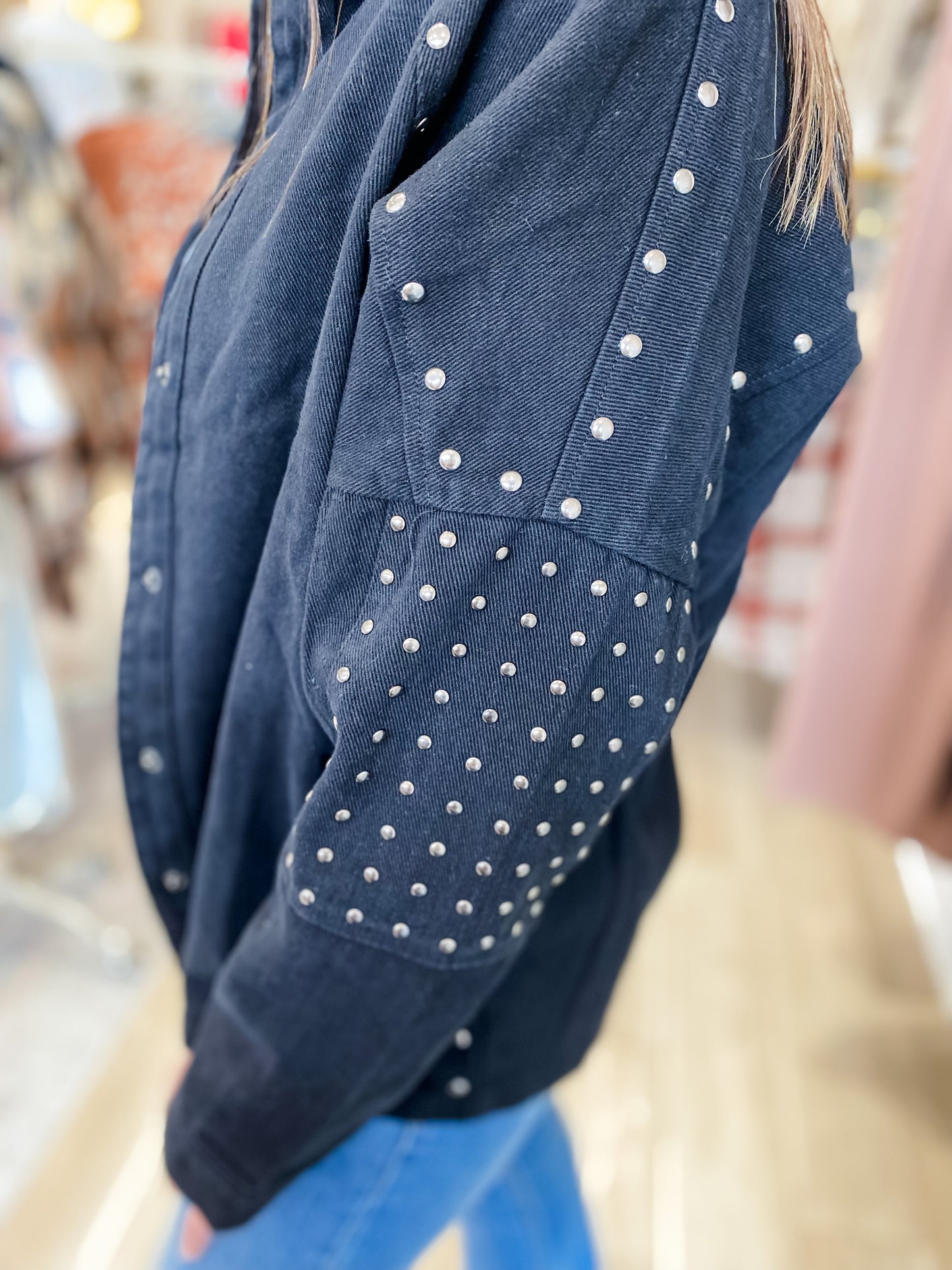 Good As You Black Studded Oversized Shirt