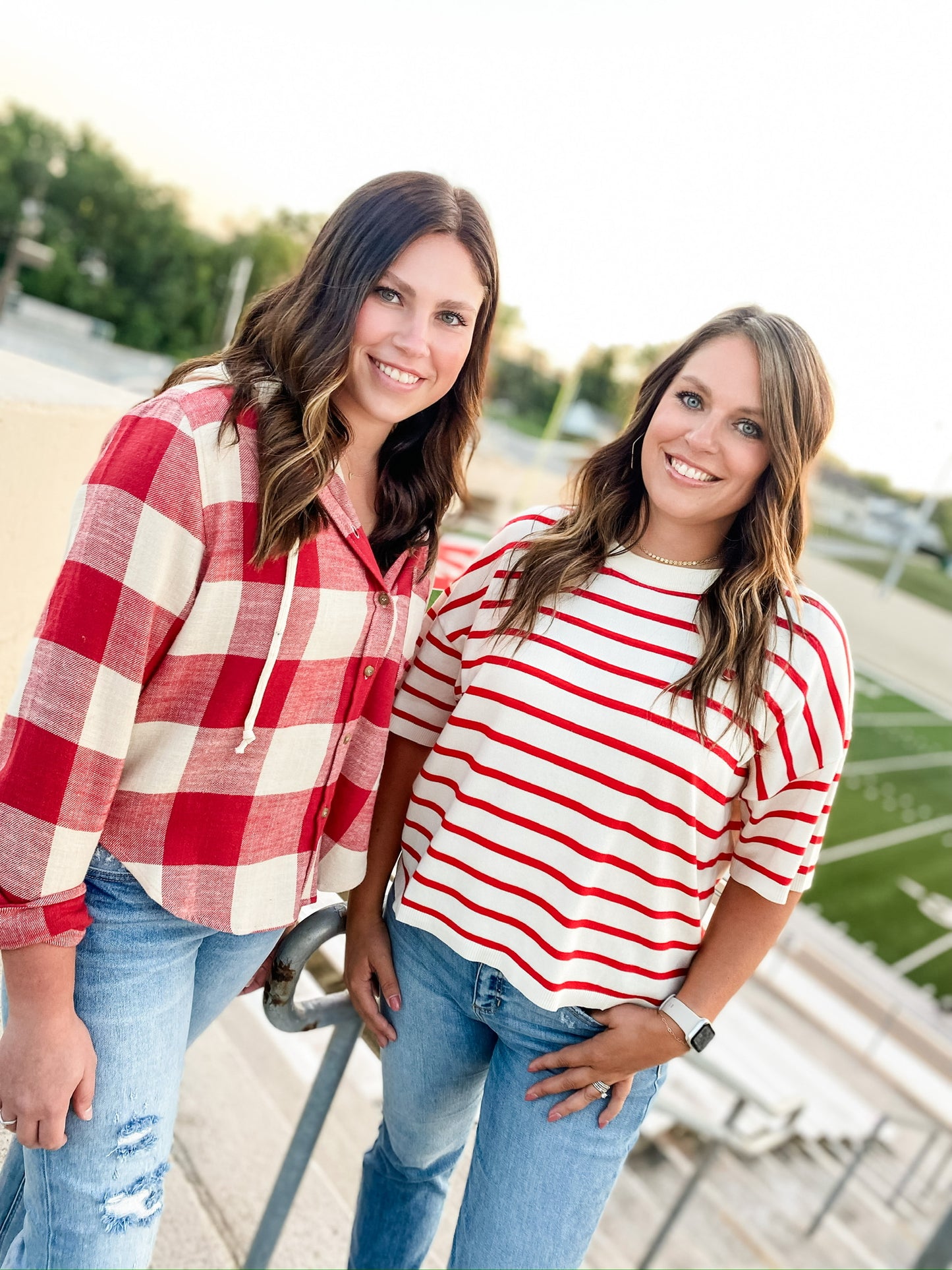 Sideline Cheers & Chants Red Striped Sweater
