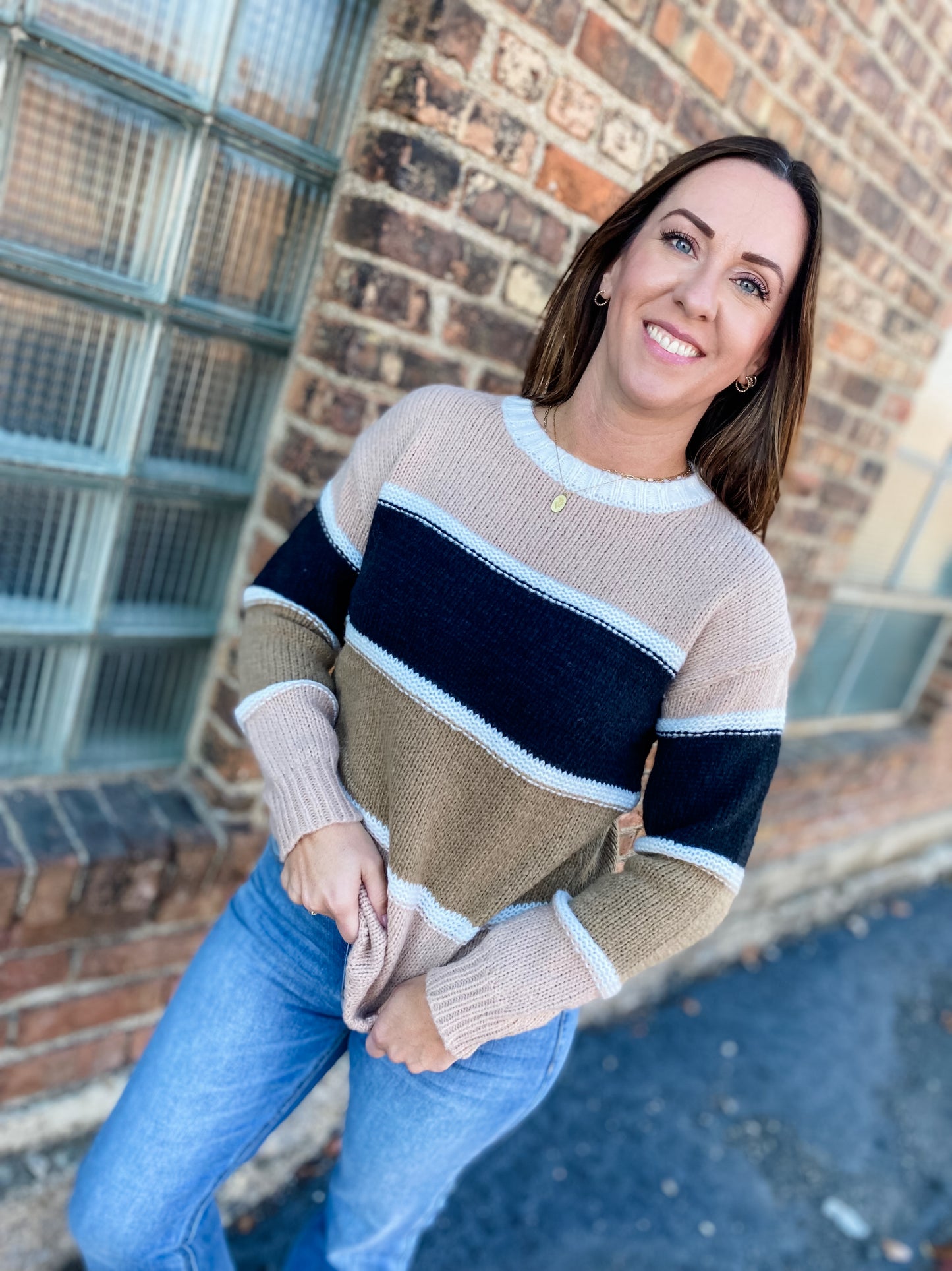 Frosty Morning Mocha Striped Sweater