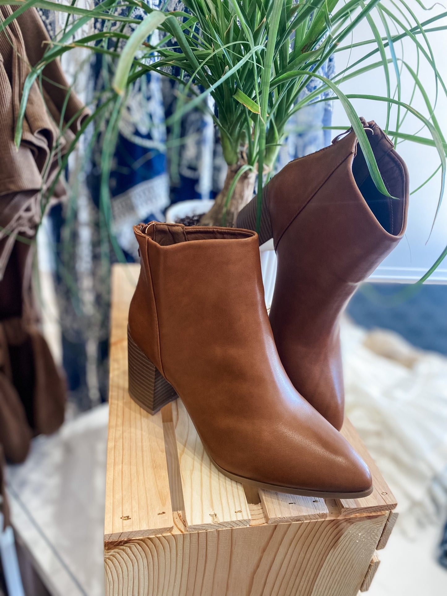 Gigi Cognac Heeled Bootie