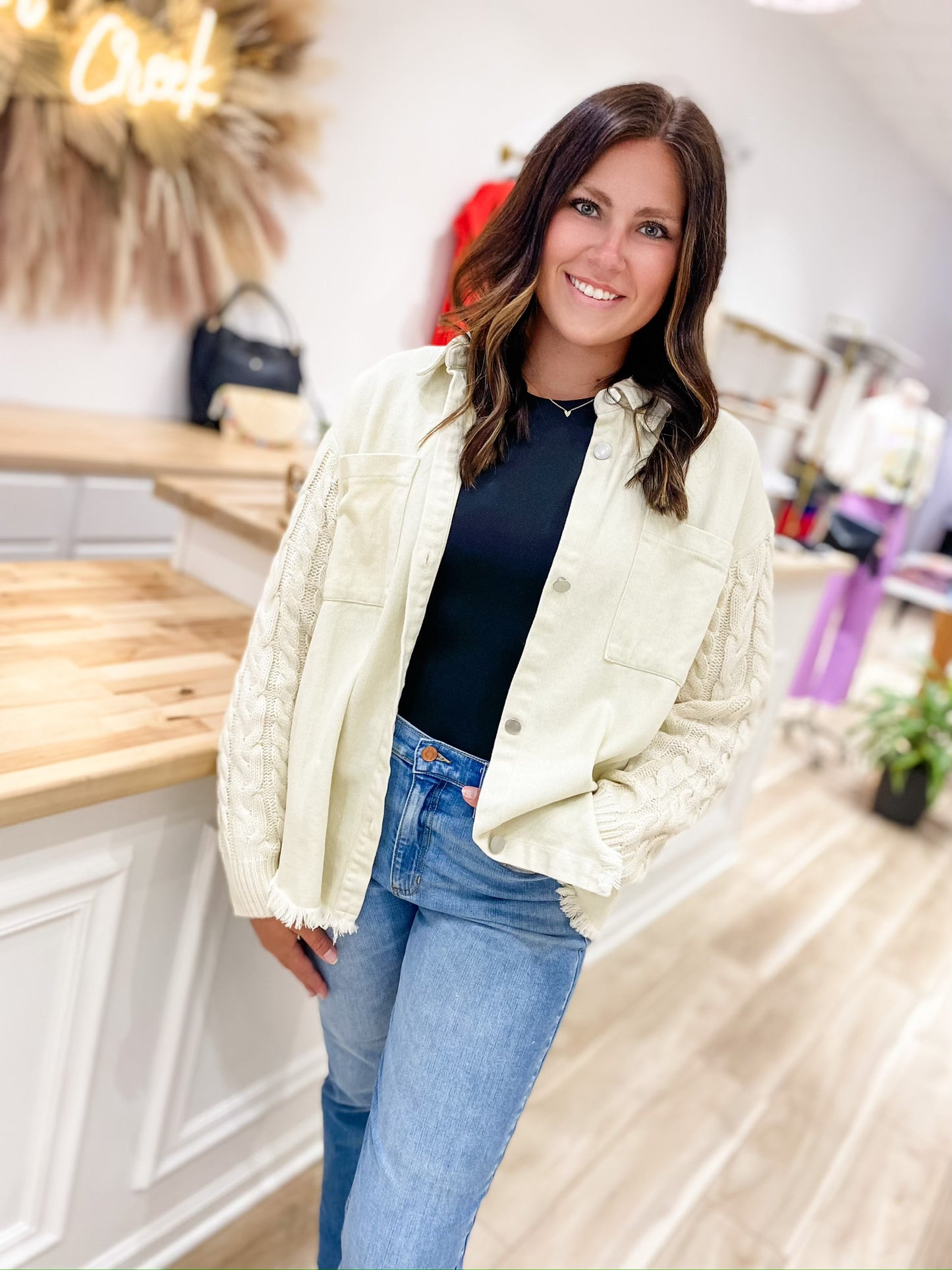 Crash Into You Cream Twill Shacket