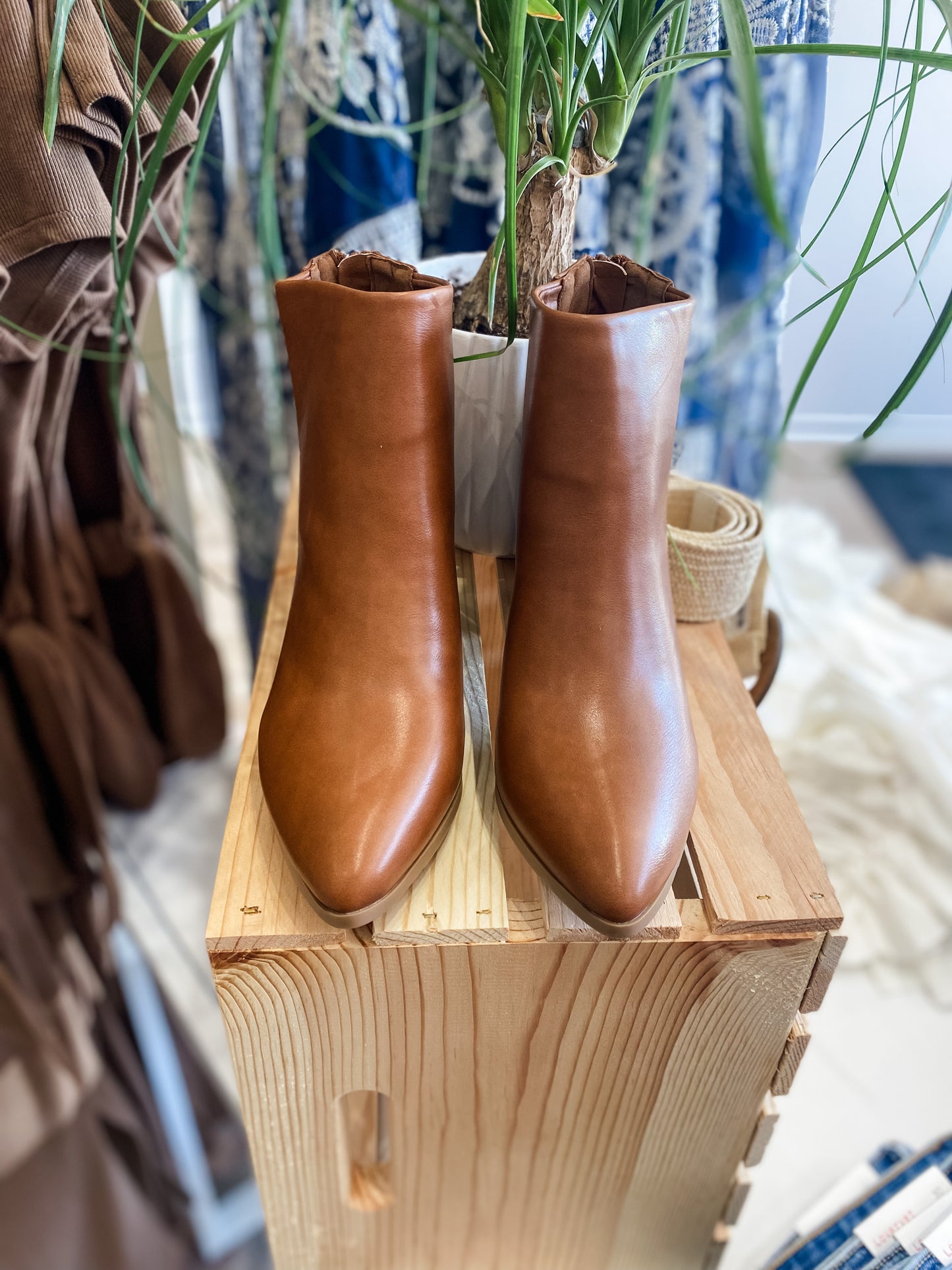 Gigi Cognac Heeled Bootie
