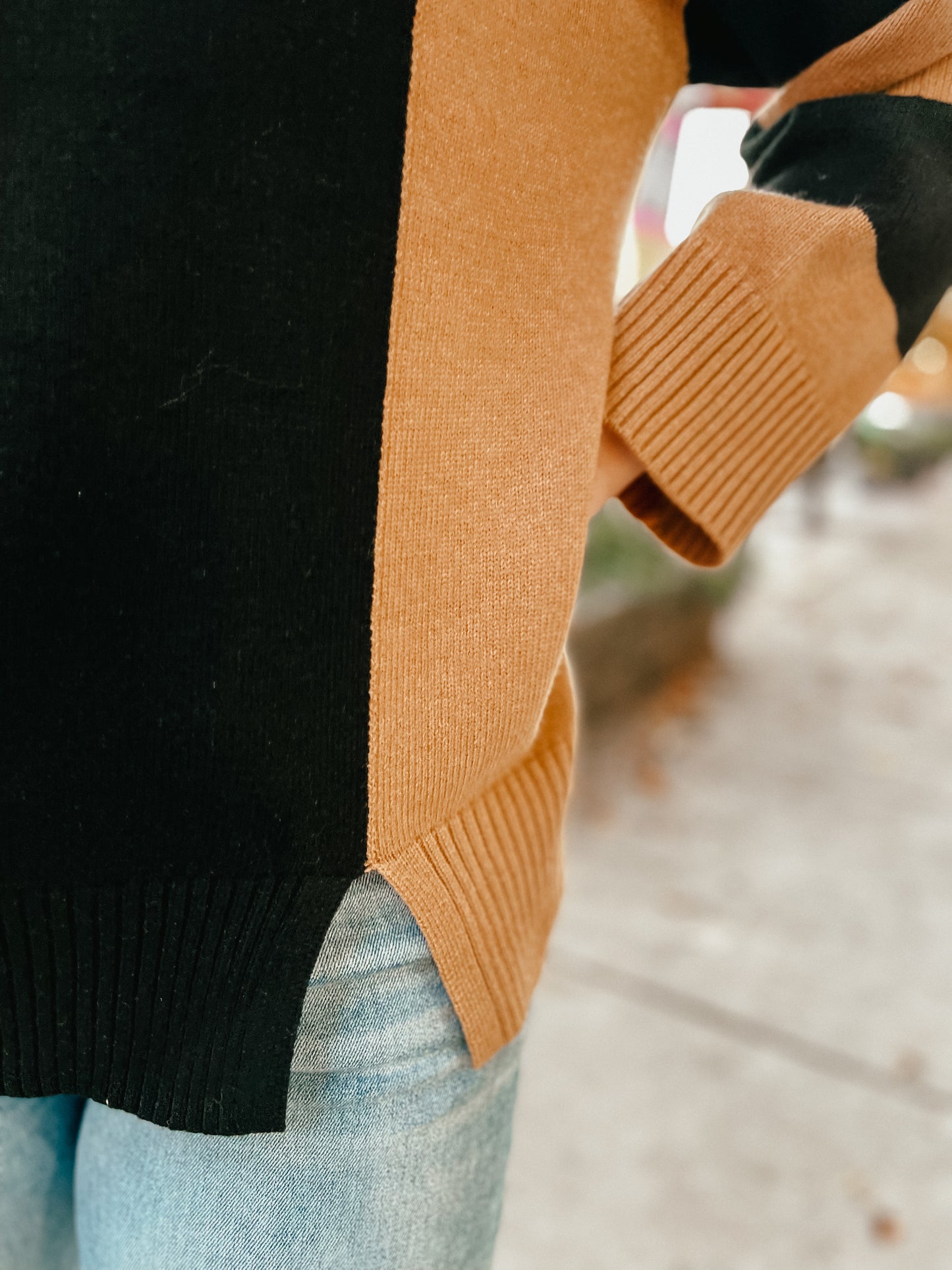 Off We Go Taupe Contrast Sweater