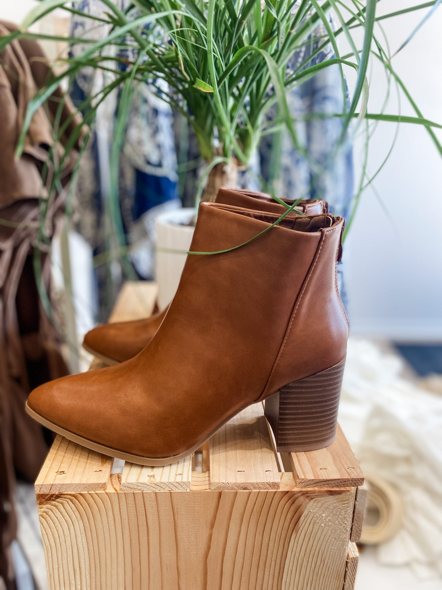 Gigi Cognac Heeled Bootie