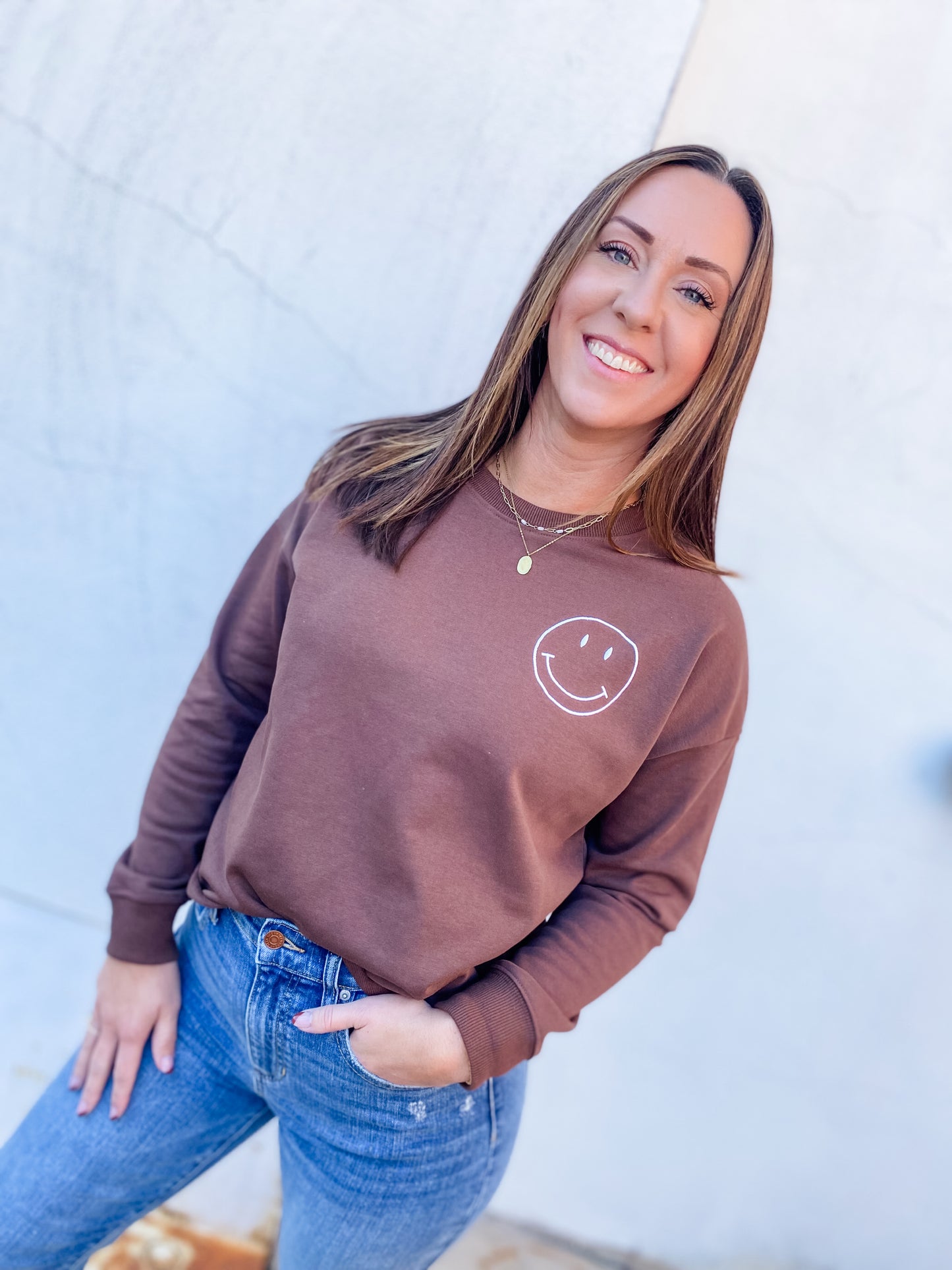 Don’t Worry, Be Happy Brown Sweatshirt