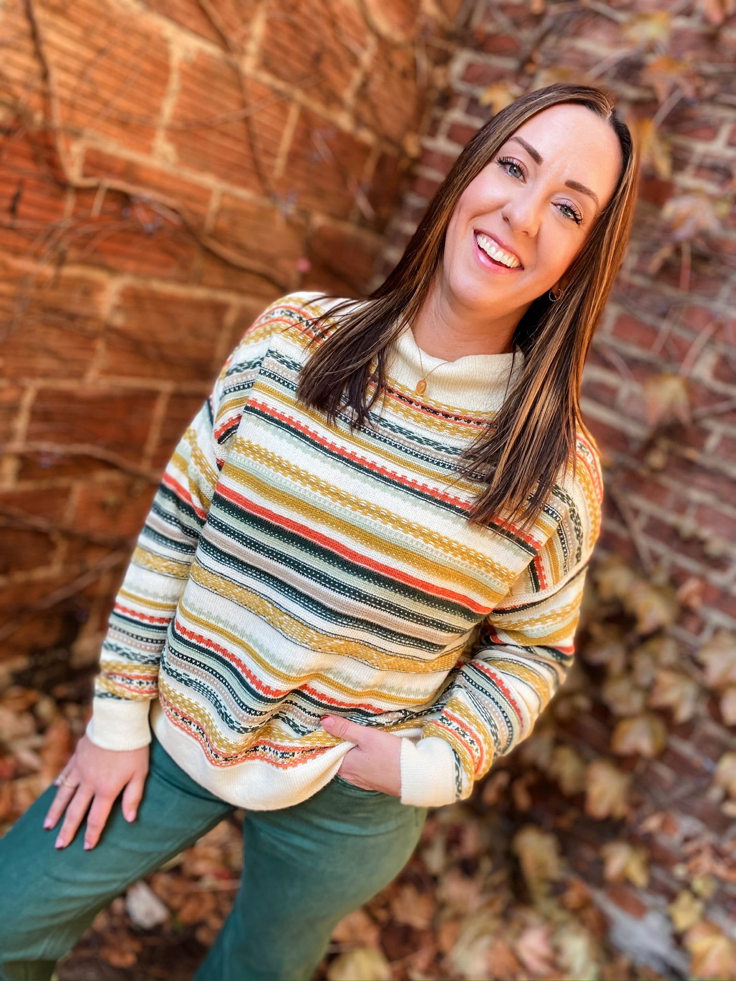 Harvest Fest Mustard Stripe Sweater