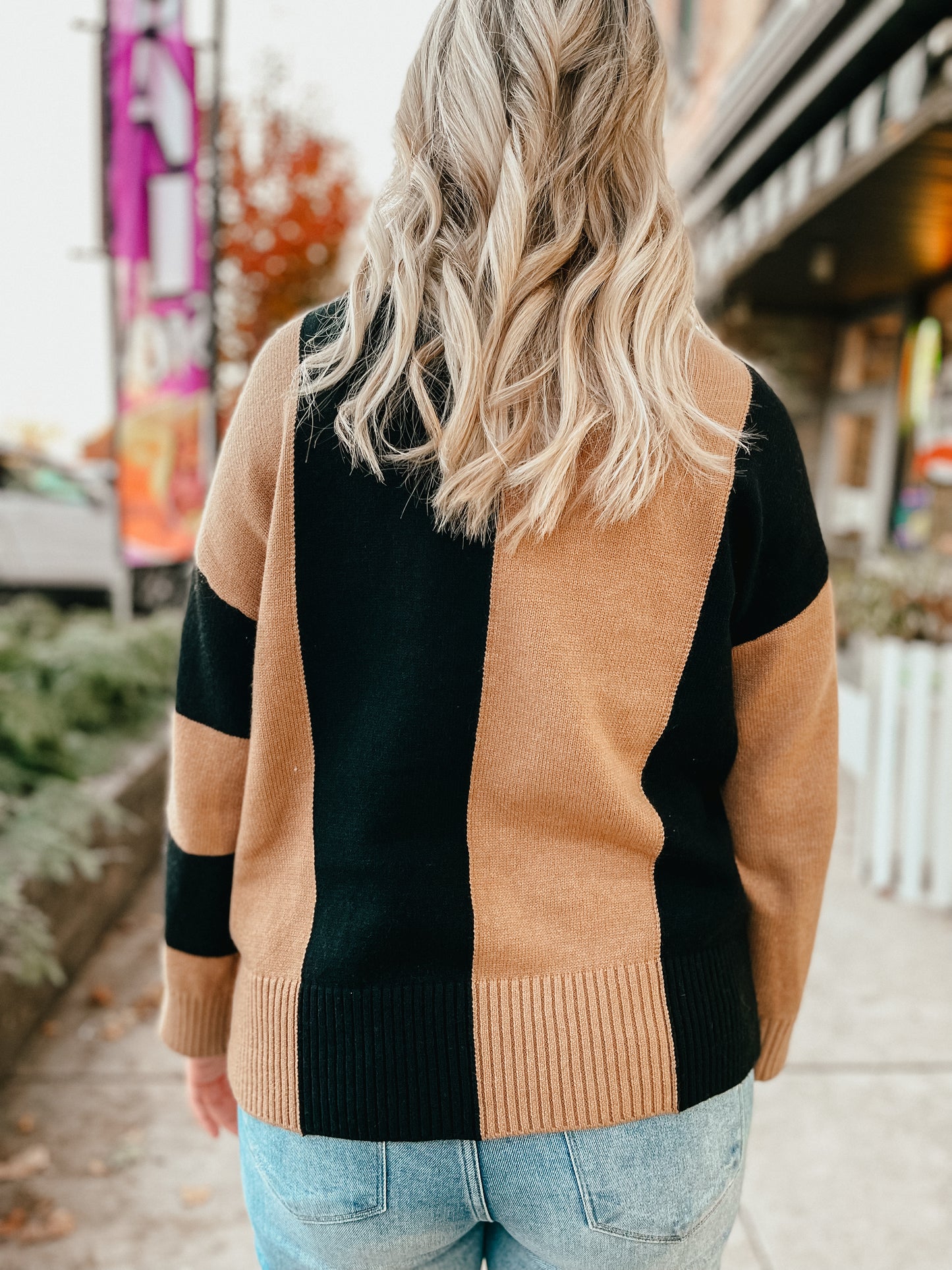 Off We Go Taupe Contrast Sweater