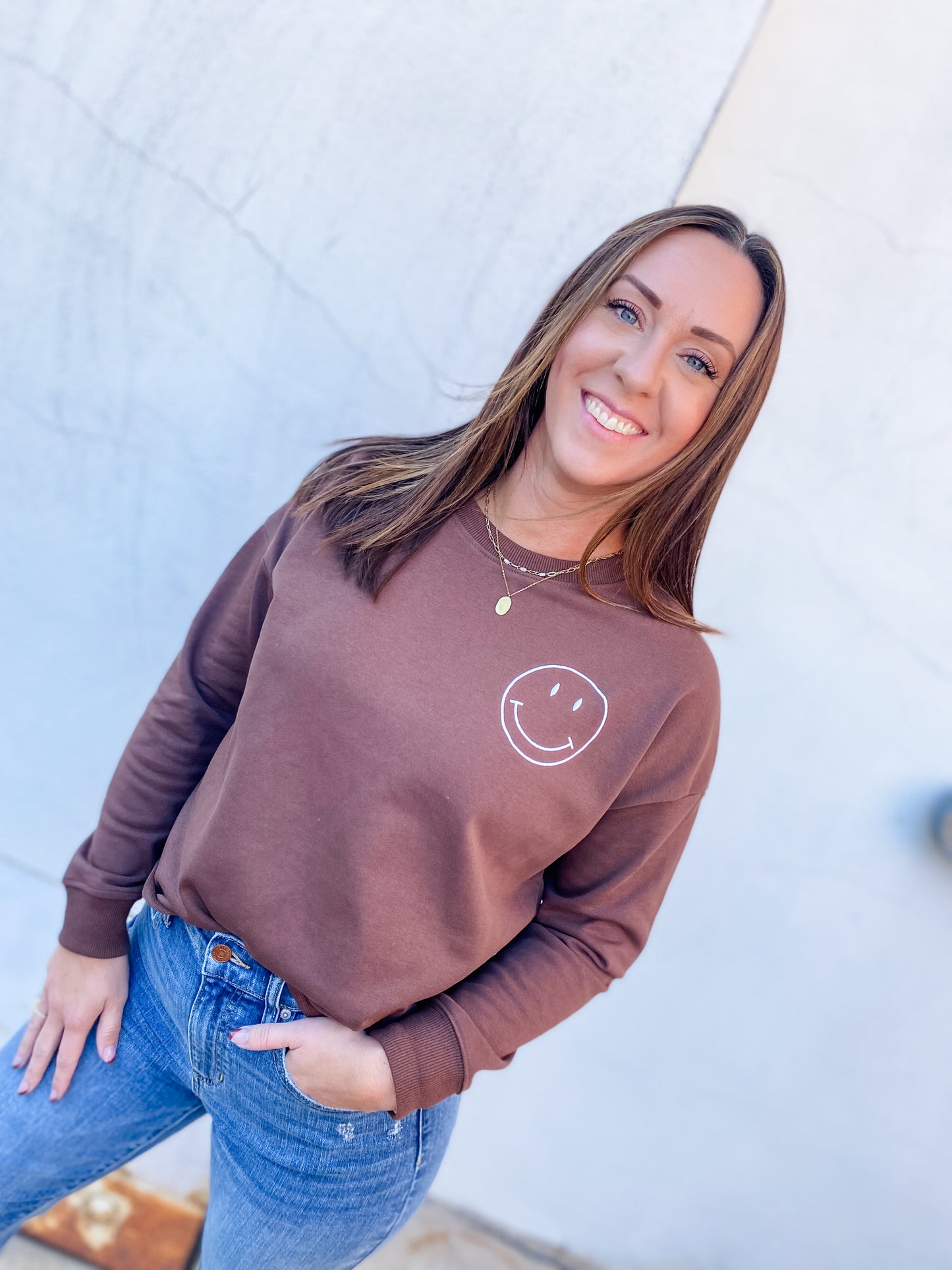 Don’t Worry, Be Happy Brown Sweatshirt