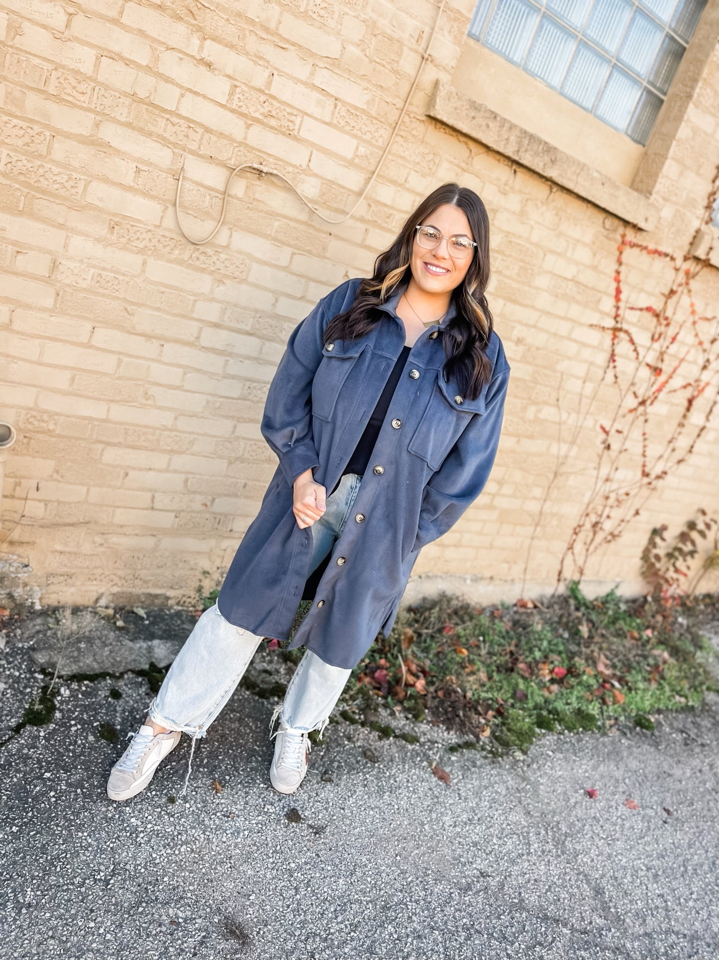 Harvest Wishes Slate Blue Shacket