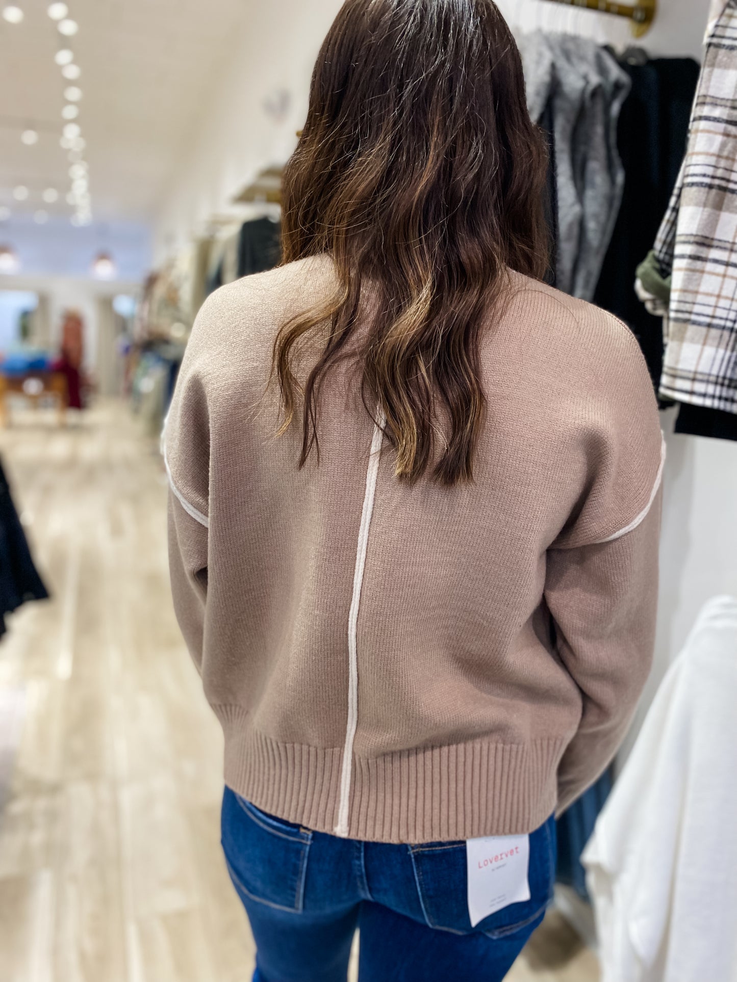 One Promise Too Late Mocha Contrast Sweater Top