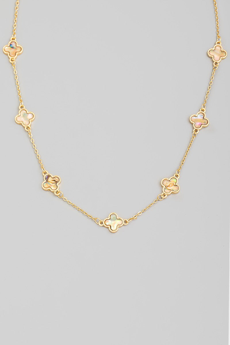 Gold Clover Station Necklace