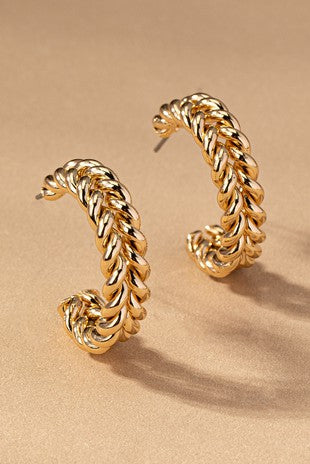 Braided Wire Hoop Earrings