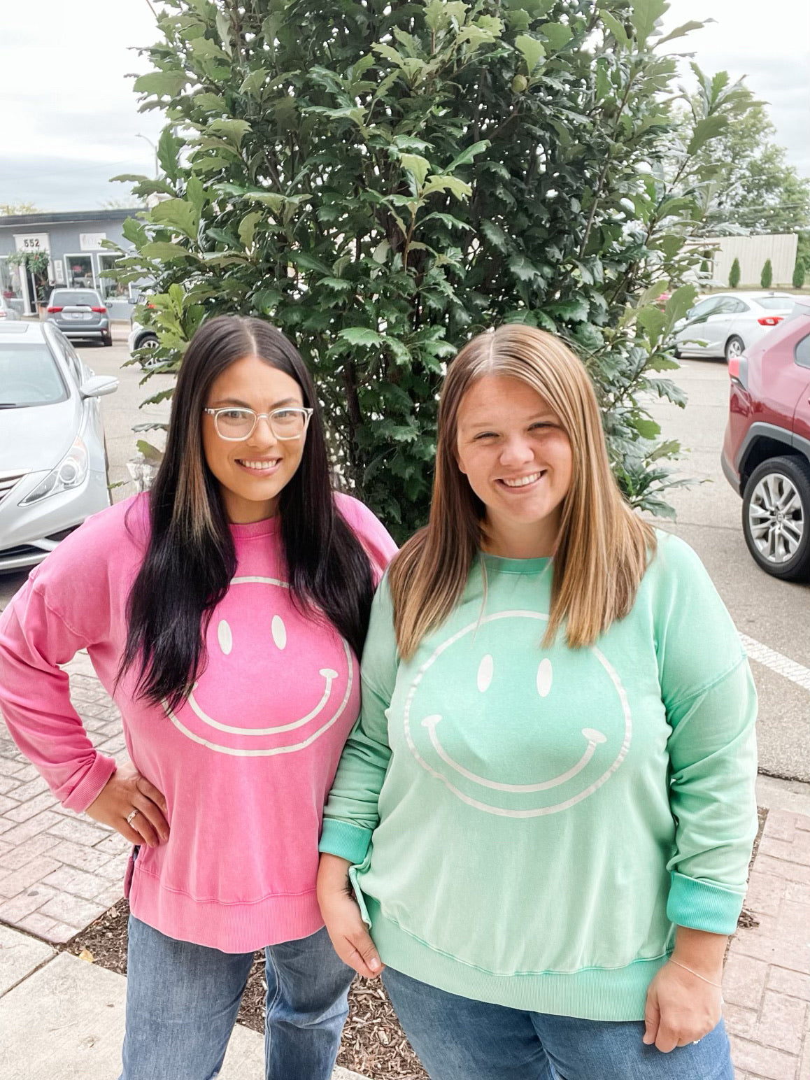 Team Player Green Smile Crewneck Top