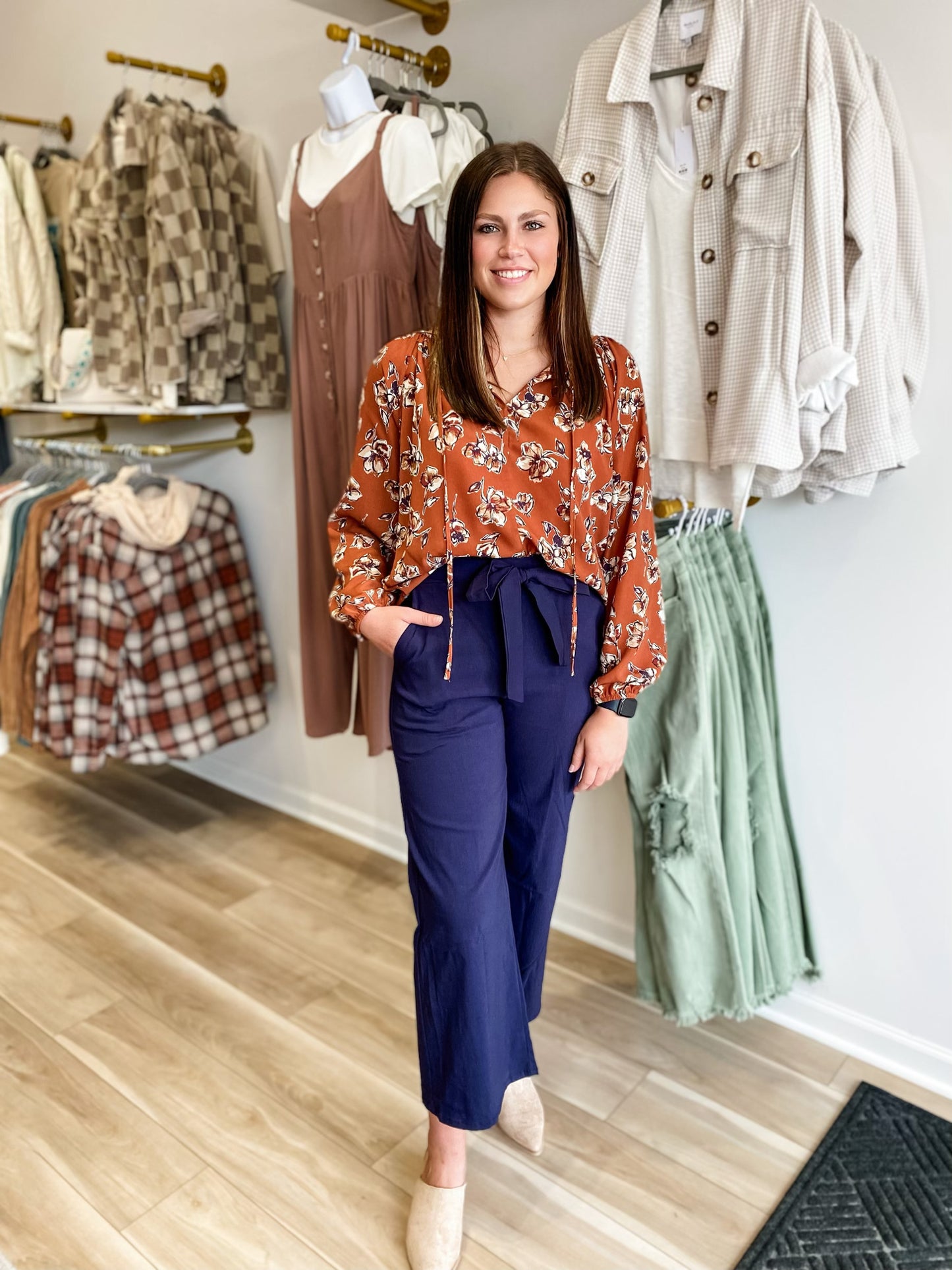 For Blue Skies Navy Wide Leg Pants