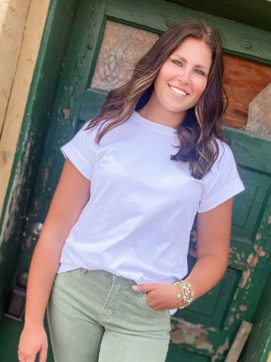The Haley White Cap Sleeve Tee