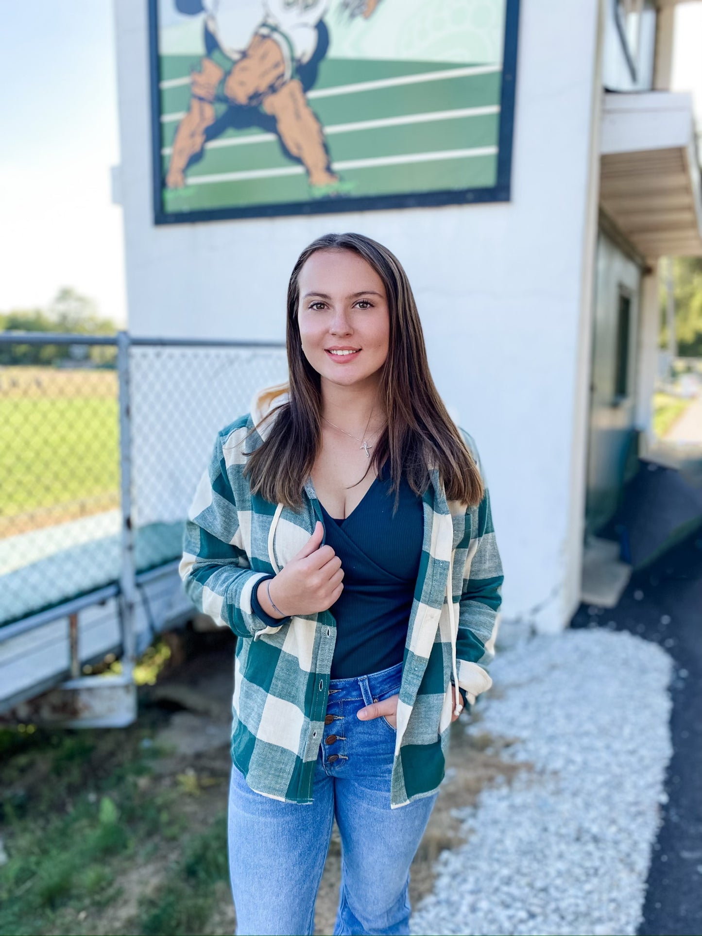 Homecoming Green Hooded Flannel
