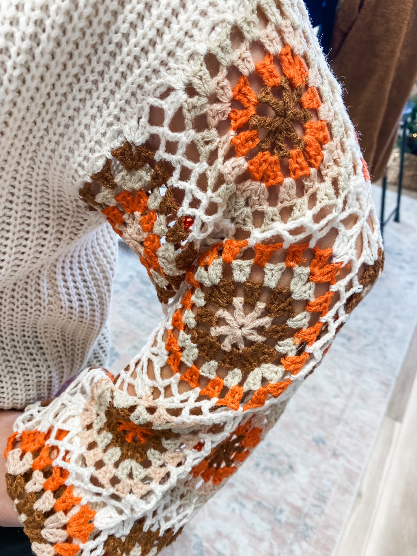 Forever Thankful Oatmeal Crochet Top