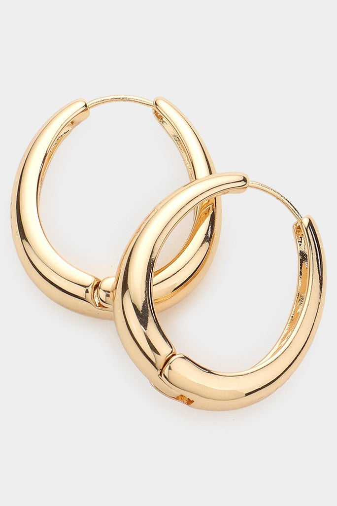 Oval Huggie Hoop Earrings