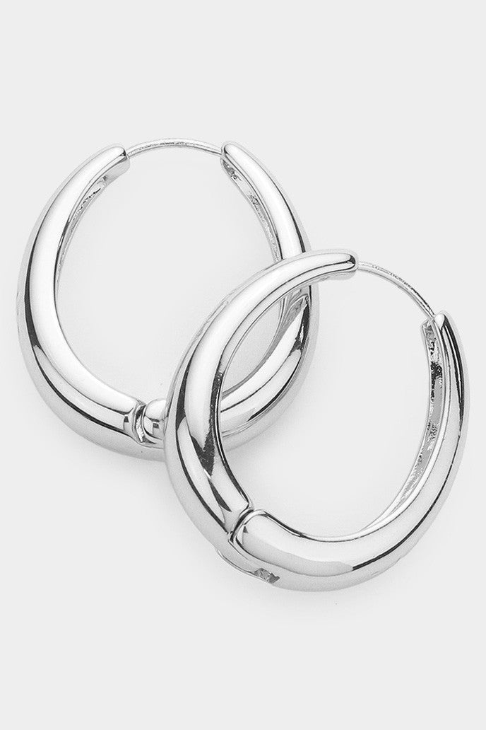 Oval Huggie Hoop Earrings