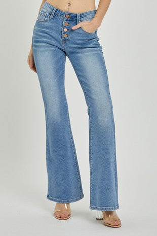 Risen Mid Rise Button Down Flare