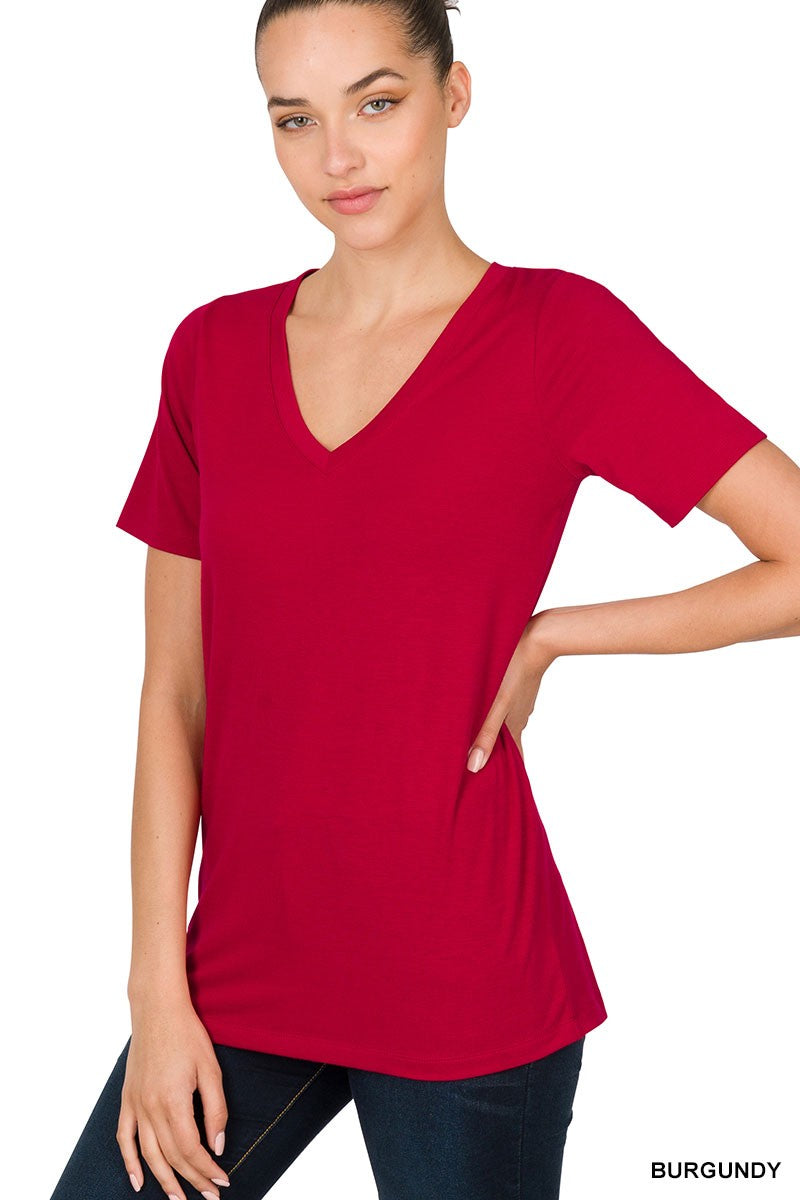 Everyday Basic Buttery Soft Burgundy Tee