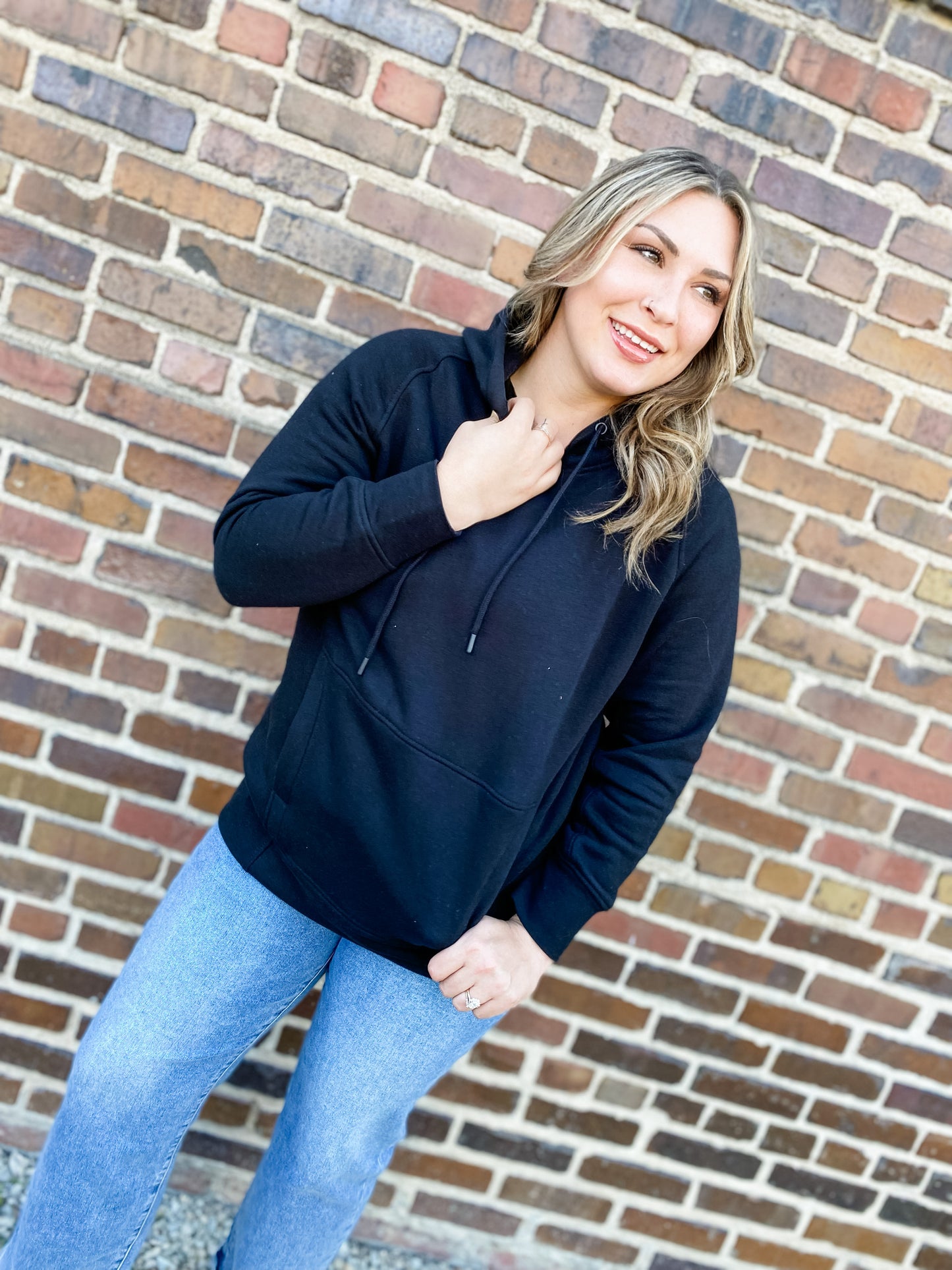Night Game Ready Curvy Black Hoodie