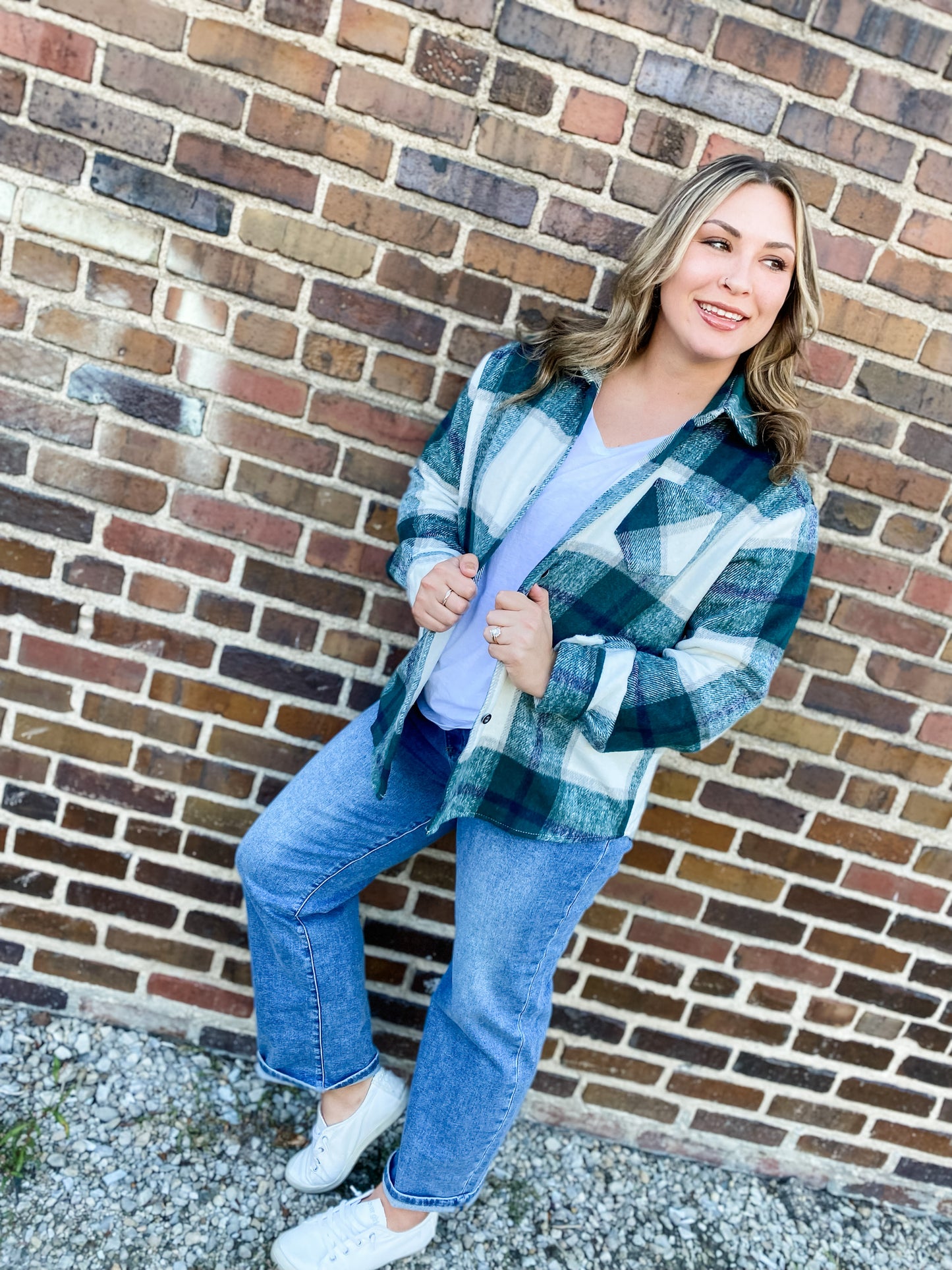 Playing To Win Hunter Green Curvy Shacket