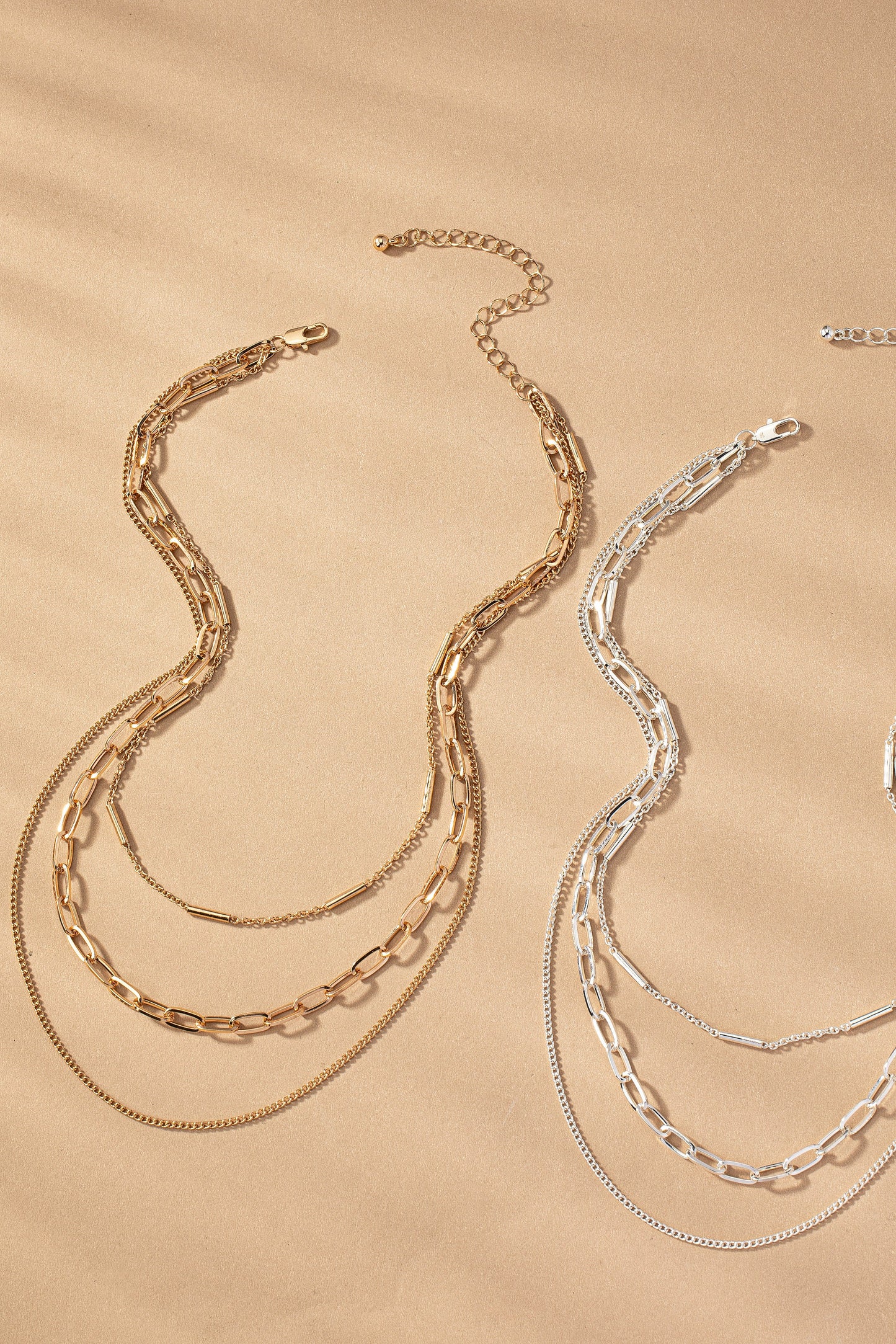 3 Row Mixed Chain Necklace