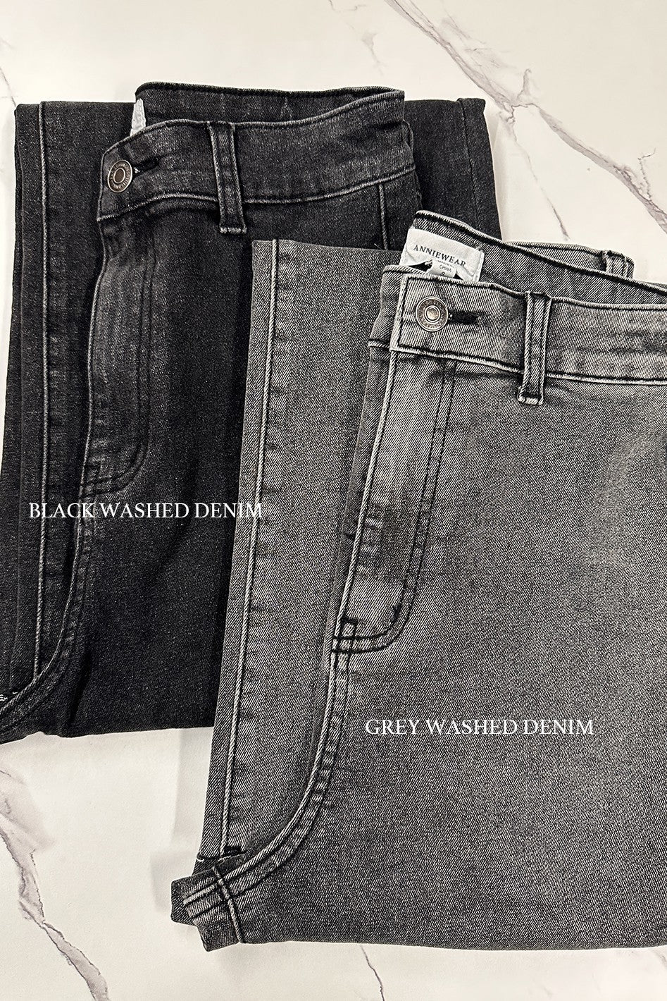Grey Washed Wide Leg Denim