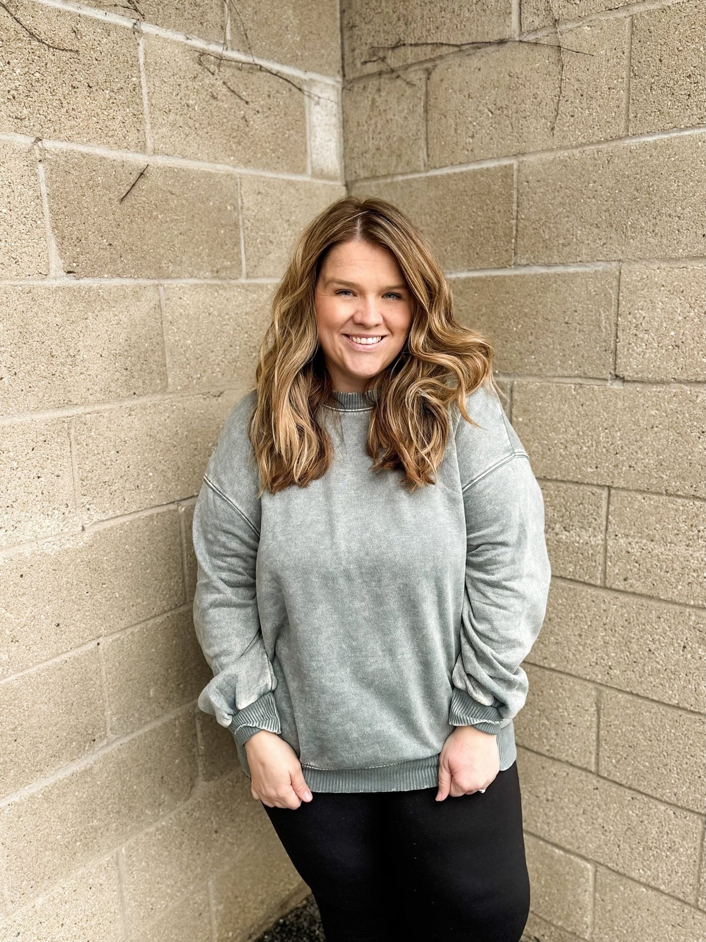 Ash Jade Mineral Washed Sweatshirt - Modern Creek Boutique