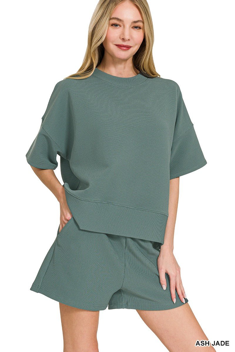 Ash Jade Ribbed Shorts Set - Modern Creek Boutique