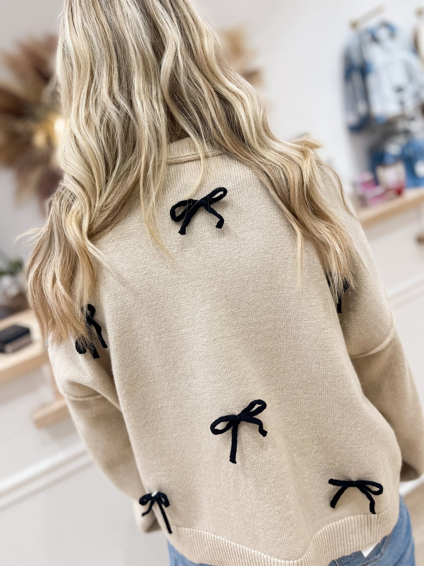 Bow Bliss Taupe Bow Cardigan - Modern Creek Boutique