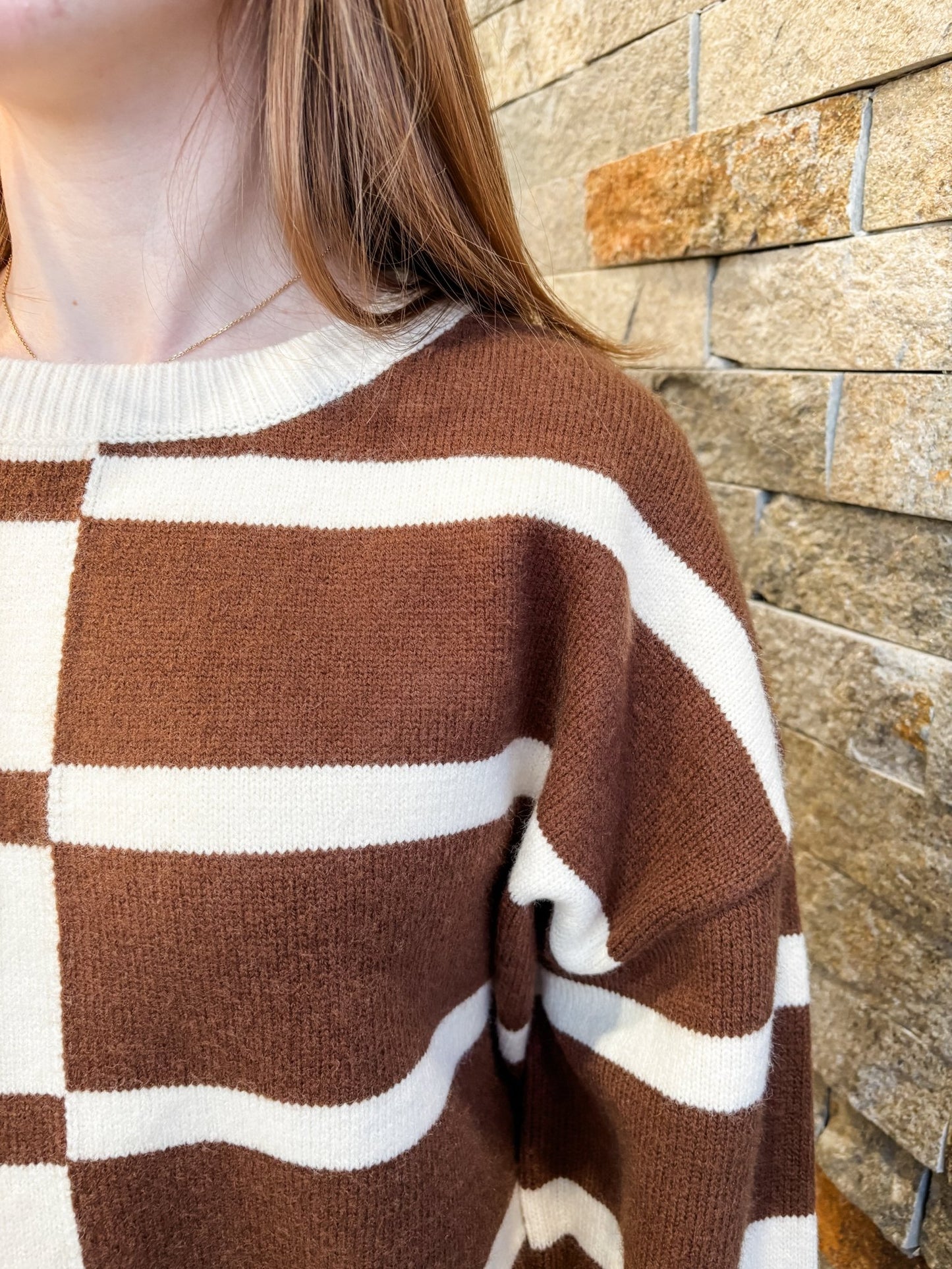 Caramel Drift Brown Striped Sweater - Modern Creek Boutique