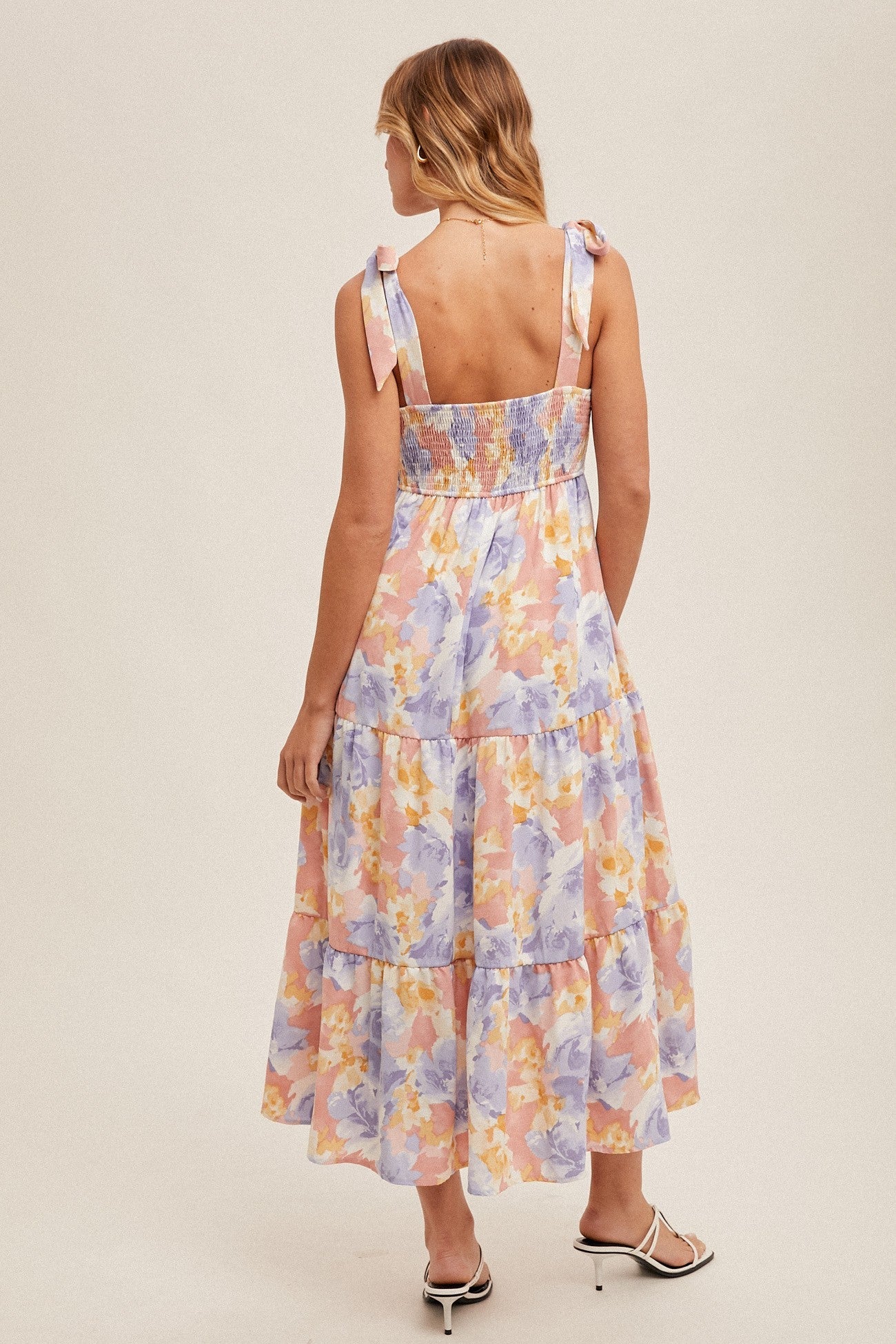 Coral & Purple Floral Midi Dress - Modern Creek Boutique