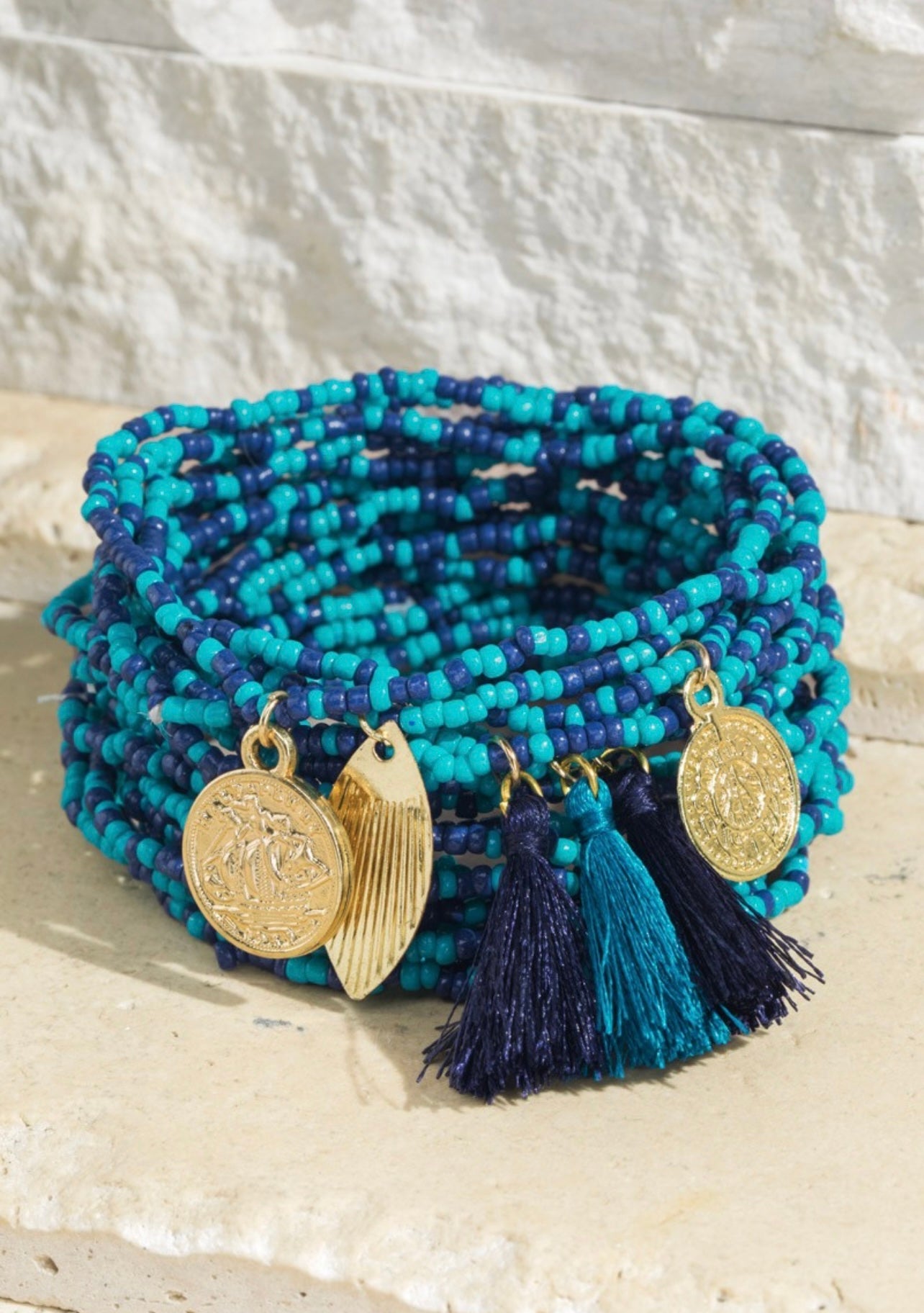 Dreams Island Blue Seed Beaded Bracelet Set - Modern Creek Boutique