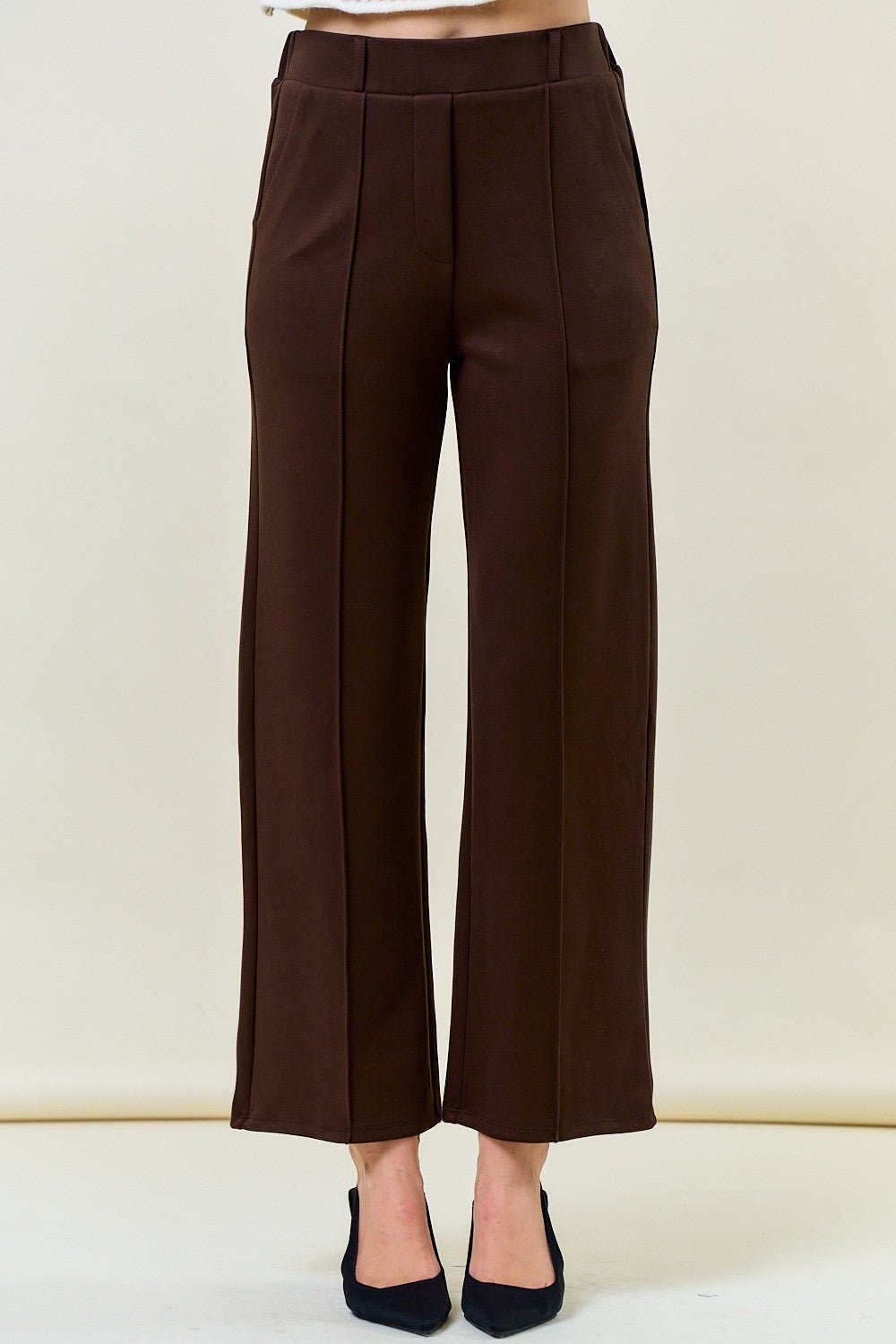 Espresso Pintuck Dress Pants - Modern Creek Boutique