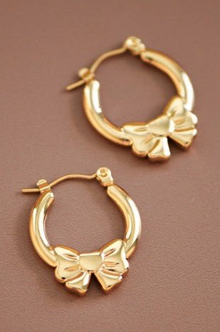 Gold Bow Hoop Earring - Modern Creek Boutique