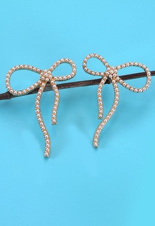 Gold Bow Pearl Stud Earring - Modern Creek Boutique