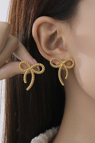 Gold Bow Stud Earrings - Modern Creek Boutique