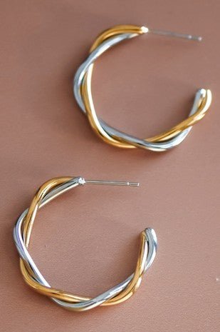 Gold Two Tone Twist Earring - Modern Creek Boutique