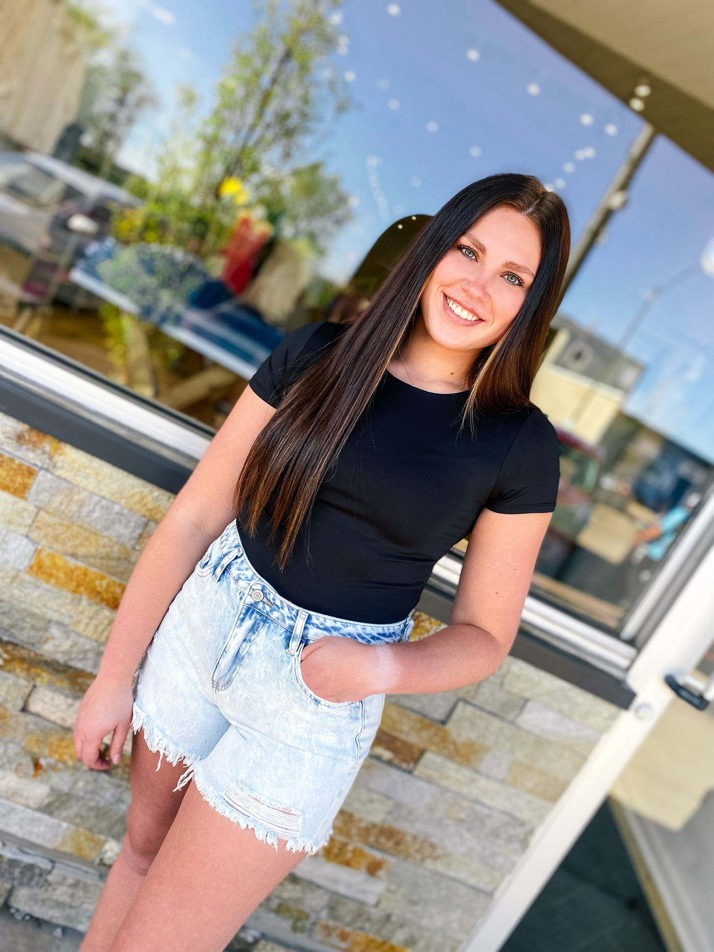 Move Along Black Short Sleeve Bodysuit