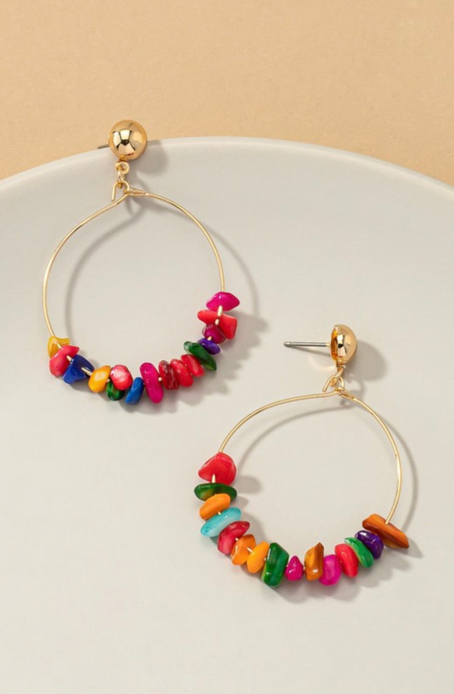 Dangle Hoop Natural Stone Earrings