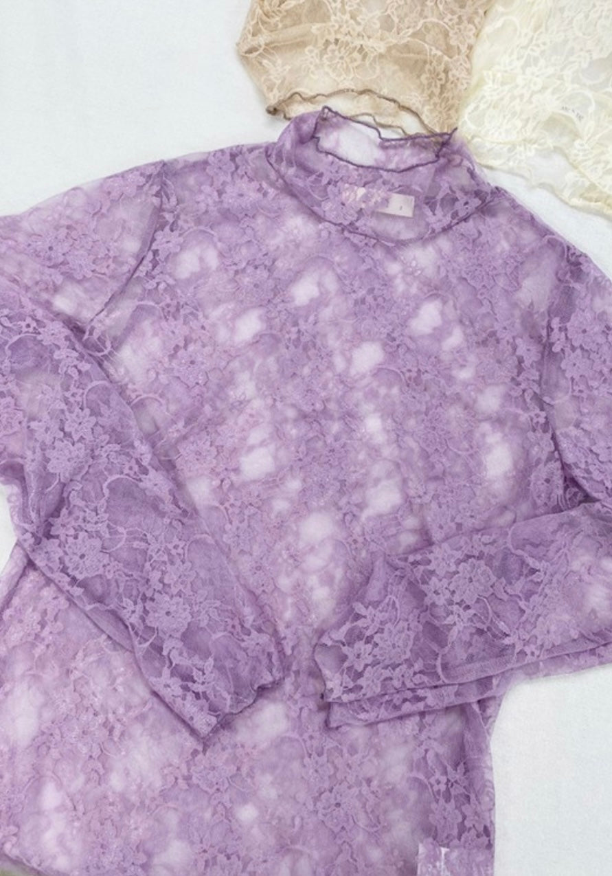 The Way You Love Me Lavender mesh Long Sleeve Top