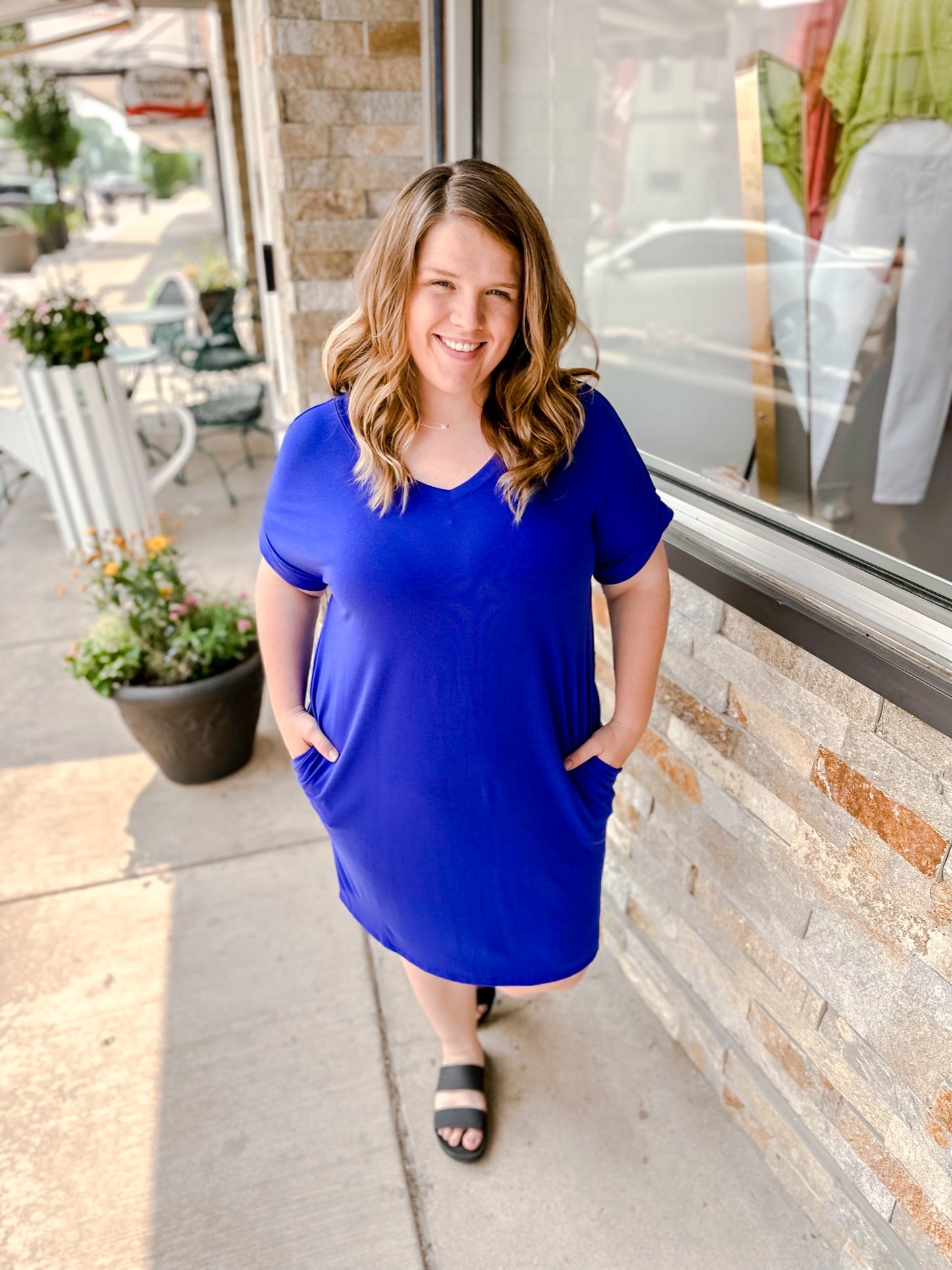 Born Country Bright Blue Curvy Dress